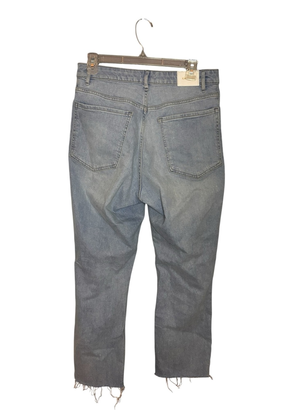 Express Curvy Mom Jeans Super High Rise Distressed Light Wash Cropped Size 10 - Picture 5 of 10